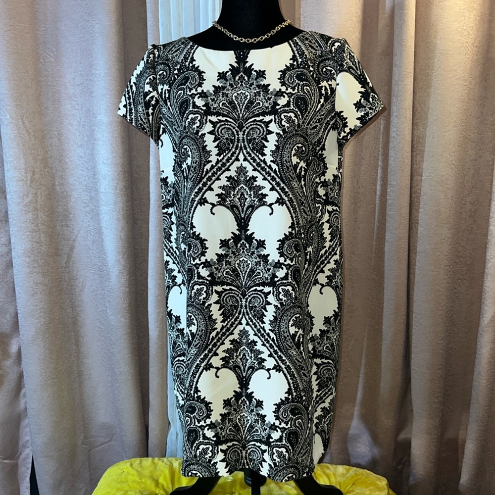 Zara Woman Size L Paisley Short Sleeved Dress